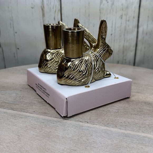 Cupcakes and Cashmere Gold Rabbit Bunny Taper Candle Holder Spring Easter Viral - Picture 6 of 16